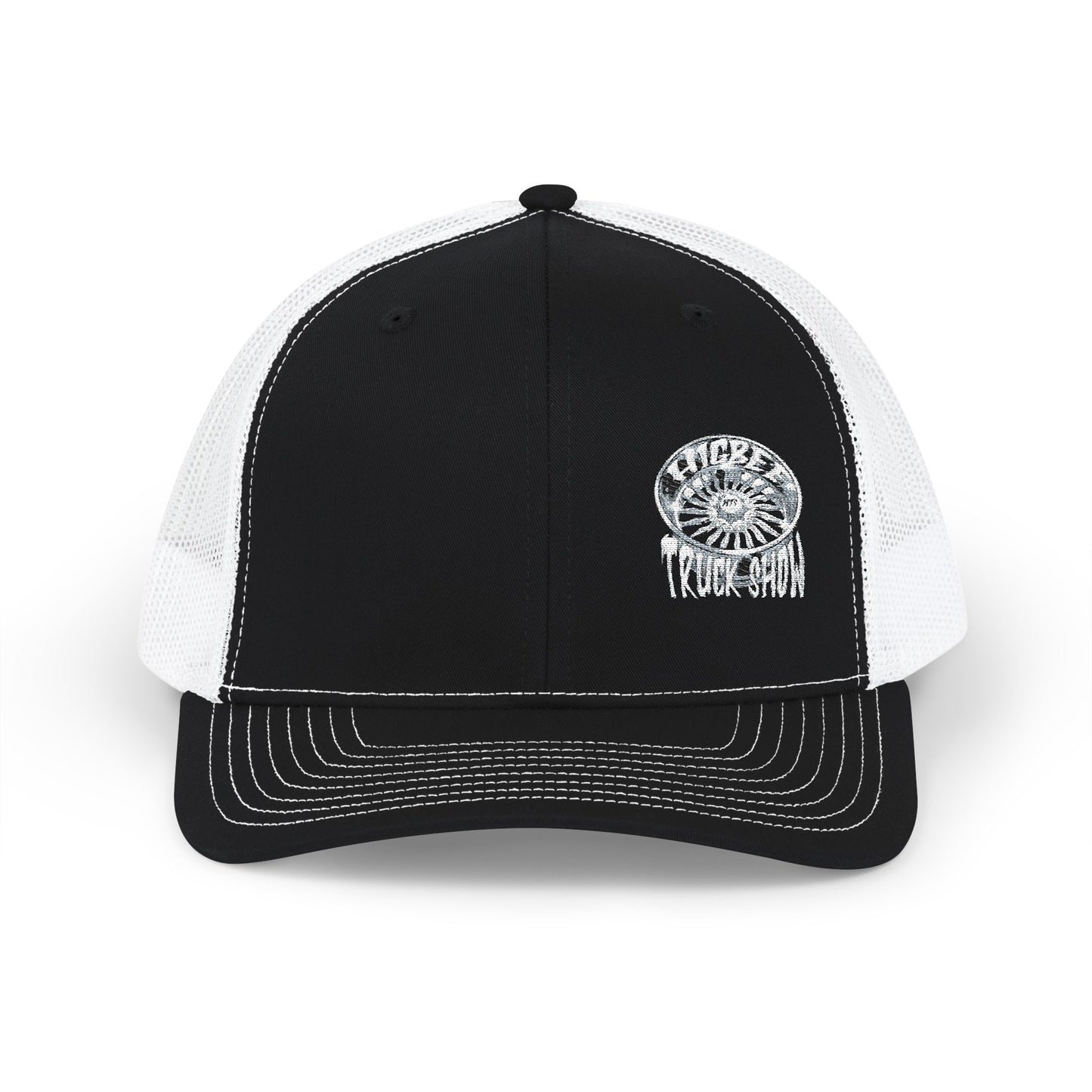Embroidered Trucker Cap — Nautical Ammonite Skull Design