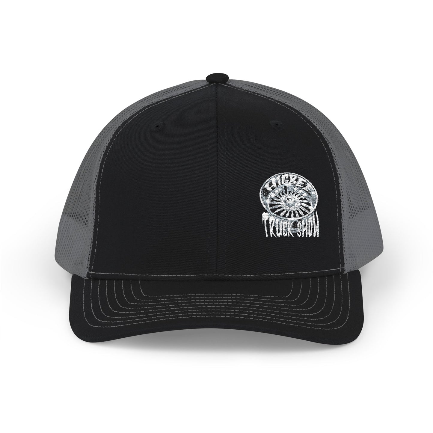 Embroidered Trucker Cap — Nautical Ammonite Skull Design