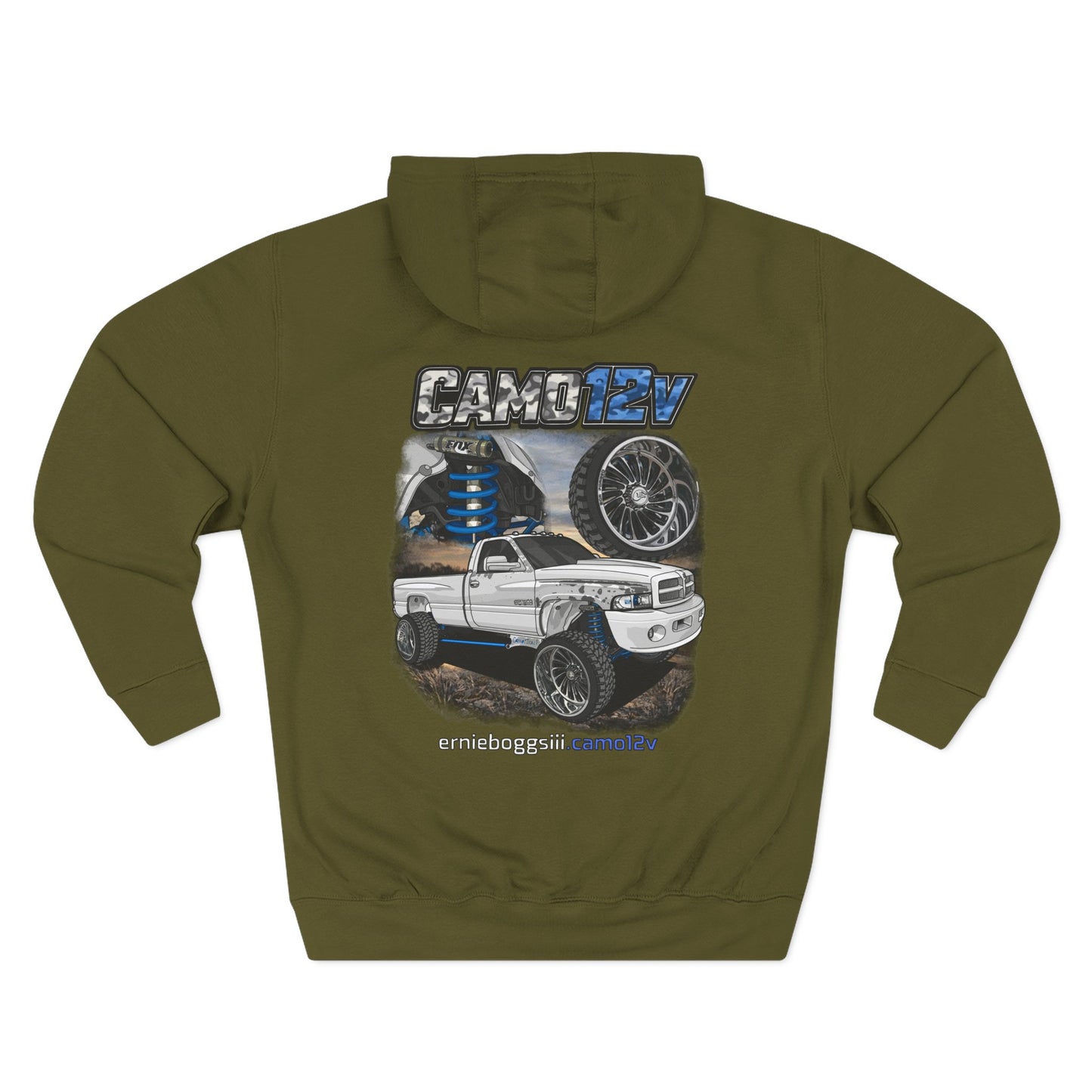 Truck Graphic Hoodie — CAMO12V Lifted Pickup Design